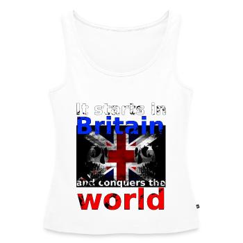 Britain - Women’s Premium Organic Tank top - white - Front - AI Model Female 172 light (172cm)