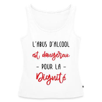 l'abus d'alcool est dangereux pour la dignité - Débardeur bio Premium Femme - blanc - Devant - AI Model Female 172 light (172cm)
