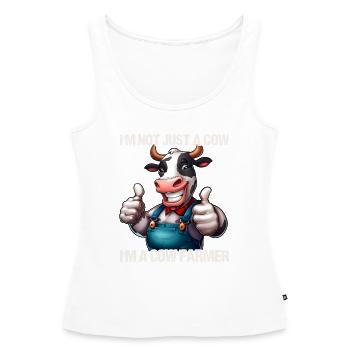 Vache fermière - Débardeur bio Premium Femme - blanc - Devant - AI Model Female 172 light (172cm)
