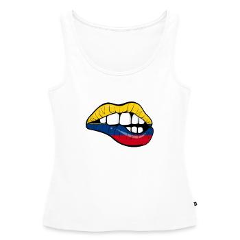 Colombie Football Cadeau Colombie Fan Sexy - Débardeur bio Premium Femme - blanc - Devant - AI Model Female 172 light (172cm)