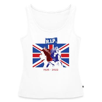 RIP - La reine Elizabeth II - La fin d’une époque - Débardeur bio Premium Femme - blanc - Devant - AI Model Female 172 light (172cm)