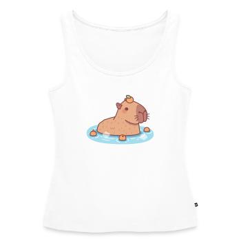 Cute Capybara Chilling In Hot Spring - Women’s Premium Organic Tank top - white - Front - AI Model Female 172 light (172cm)