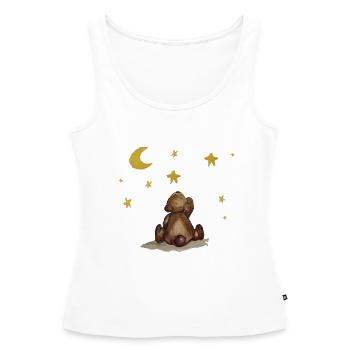 je t'aime à la lune et en arrière les petites étoiles d'ours - Débardeur bio Premium Femme - blanc - Devant - AI Model Female 172 light (172cm)
