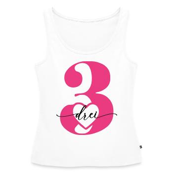Ziffer Drei 3 mit Herz - Frauen Premium Organic Tank Top - Weiß - Vorne - AI Model Female 172 light (172cm)