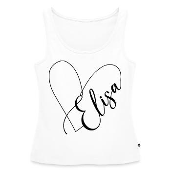 Elisa Nom Ligne de Coeur - Débardeur bio Premium Femme - blanc - Devant - AI Model Female 172 light (172cm)