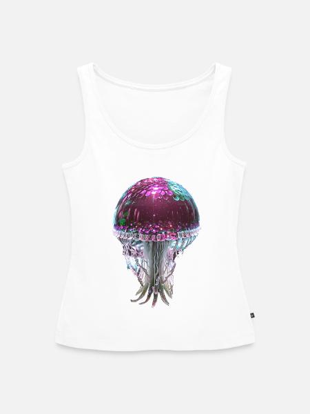 Qualle, Pailletten,glitzer,metallisch,pink - Frauen Premium Organic Tank Top - Weiß