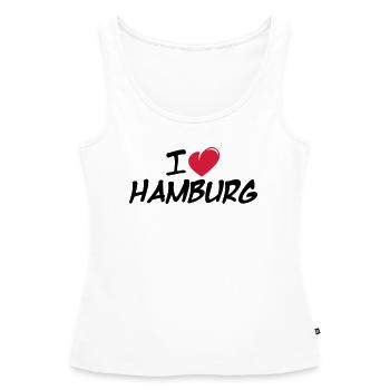 J'aime Hambourg / J'aime Hambourg - Débardeur bio Premium Femme - blanc - Devant - AI Model Female 172 light (172cm)