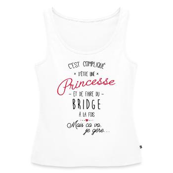 princesse et Bridge - Débardeur bio Premium Femme - blanc - Devant - AI Model Female 172 light (172cm)