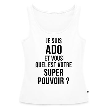 adolescent / enfant / ado / adolescente - Débardeur bio Premium Femme - blanc - Devant - AI Model Female 172 light (172cm)
