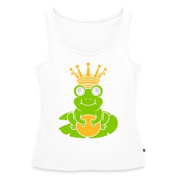 Le roi grenouille enchanté est assis nénuphar - Débardeur bio Premium Femme - blanc - Devant - AI Model Female 172 light (172cm)