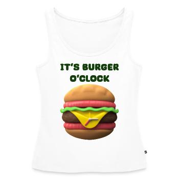 C’EST BURGER O’CLOCK - Débardeur bio Premium Femme - blanc - Devant - AI Model Female 172 light (172cm)