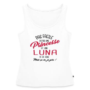 Princesse et Luna - Débardeur bio Premium Femme - blanc - Devant - AI Model Female 172 light (172cm)
