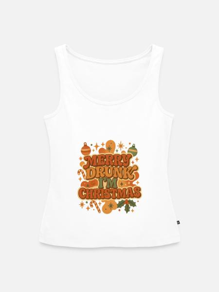 Merry Drunk I'm Christmas Retro - Frauen Premium Organic Tank Top - Weiß