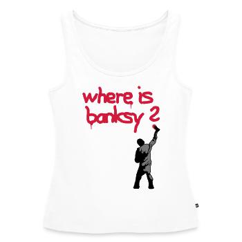 où est banksy - Débardeur bio Premium Femme - blanc - Devant - AI Model Female 172 light (172cm)