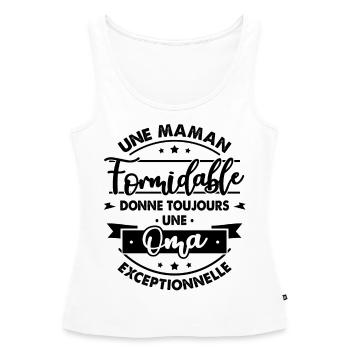 Maman formidable donne Oma Exceptionnelle - Débardeur bio Premium Femme - blanc - Devant - AI Model Female 172 light (172cm)