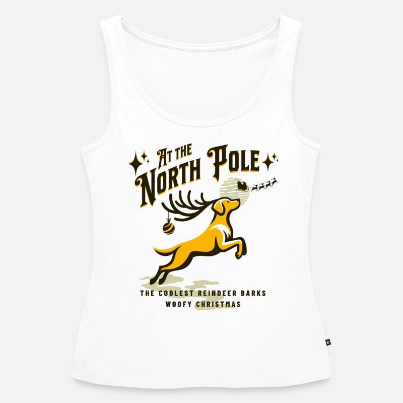 North Pole Magic: The Barking Reindeer Dog - Women’s Premium Organic Tank top - white