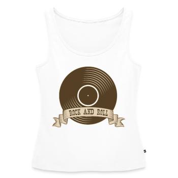 Rock n roll Rock Rock and Roll Vinyle - Débardeur bio Premium Femme - blanc - Devant - AI Model Female 172 light (172cm)