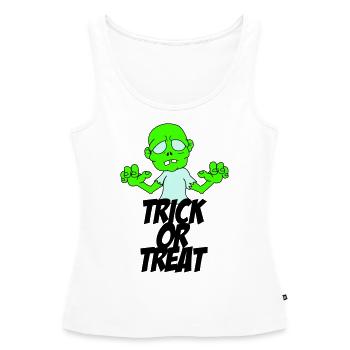Zombie Trick or Treat - Débardeur bio Premium Femme - blanc - Devant - AI Model Female 172 light (172cm)