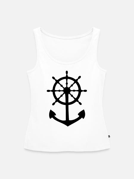 Steuerrad und Anker - Frauen Premium Organic Tank Top - Weiß
