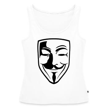 Masque Anonyme Guy Fawks - Débardeur bio Premium Femme - blanc - Devant - AI Model Female 172 light (172cm)