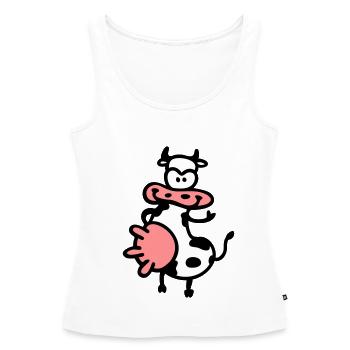 Kuh - Women’s Premium Organic Tank top - white - Front - AI Model Female 172 light (172cm)