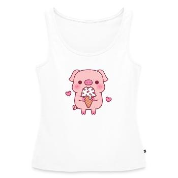 Mignon cochon aime la glace - Débardeur bio Premium Femme - blanc - Devant - AI Model Female 172 light (172cm)