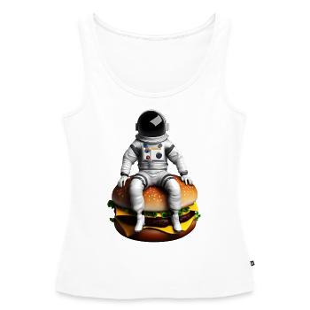 Astronaute spatial Cheeseburger - Débardeur bio Premium Femme - blanc - Devant - AI Model Female 172 light (172cm)