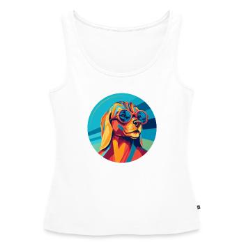 Chien avec des lunettes de soleil - Débardeur bio Premium Femme - blanc - Devant - AI Model Female 172 light (172cm)