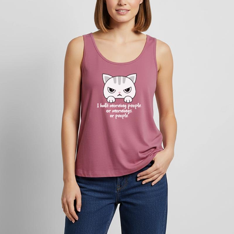 Ich hasse Morgenmenschen oder Morgen oder Menschen. Katze Frauen Premium Organic Tank Top
