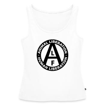 ALF Animal Liberation Human Liberation black white - Frauen Premium Organic Tank Top - Weiß - Vorne - AI Model Female 172 light (172cm)