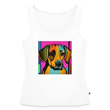 Chien Pop Art - Débardeur bio Premium Femme - blanc - Devant - AI Model Female 172 light (172cm)