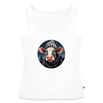 Vache en hiver - Débardeur bio Premium Femme - blanc - Devant - AI Model Female 172 light (172cm)