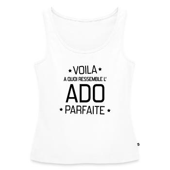 adolescent / enfant / ado / adolescente - Débardeur bio Premium Femme - blanc - Devant - AI Model Female 172 light (172cm)