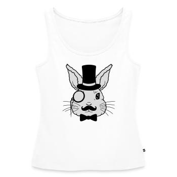 Cylindre monocle Sir Rabbit - Débardeur bio Premium Femme - blanc - Devant - AI Model Female 172 light (172cm)