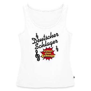 Fête Schlager, Musique Schlager, premier schnaps - Débardeur bio Premium Femme - blanc - Devant - AI Model Female 172 light (172cm)
