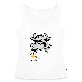 Kuh frisst Blumenstrauss - Frauen Premium Organic Tank Top - Weiß - Vorne - AI Model Female 172 light (172cm)