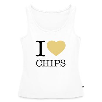 I LOVE CHIPS - Débardeur bio Premium Femme - blanc - Devant - AI Model Female 172 light (172cm)