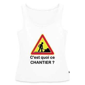 What is this site? - Women’s Premium Organic Tank top - white - Front - AI Model Female 172 light (172cm)
