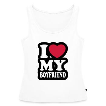 I love my boyfriend - J'aime mon ami - Débardeur bio Premium Femme - blanc - Devant - AI Model Female 172 light (172cm)