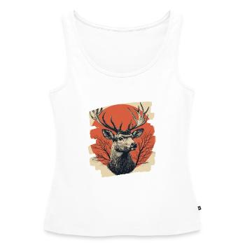 Hirsch mit Geweih - Frauen Premium Organic Tank Top - Weiß - Vorne - AI Model Female 172 light (172cm)