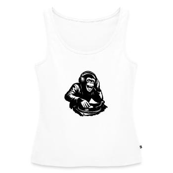 DJ The Monkey Danse à la Banksy - Débardeur bio Premium Femme - blanc - Devant - AI Model Female 172 light (172cm)
