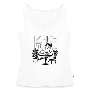 Nachdenkliche Katze Café - Frauen Premium Organic Tank Top - Weiß - Vorne - AI Model Female 172 light (172cm)