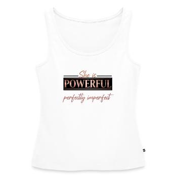 Puissant et parfaitement imparfait – Design Rose Gold - Débardeur bio Premium Femme - blanc - Devant - AI Model Female 172 light (172cm)