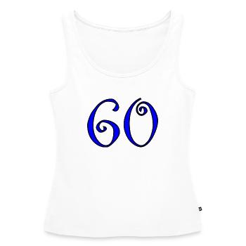 60. 60 ANS. 60e ANNIVERSAIRE. ANNIVERSAIRE 60 ANS. - Débardeur bio Premium Femme - blanc - Devant - AI Model Female 172 light (172cm)
