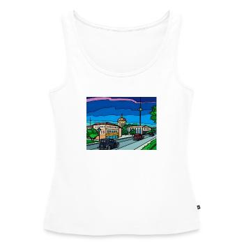 Retro City Street Scene - Women’s Premium Organic Tank top - white - Front - AI Model Female 172 light (172cm)