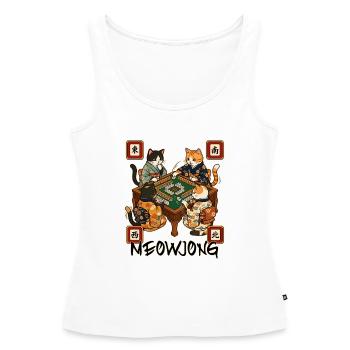 Meowjong Cute Cat Mahjong Game Social Club - Women’s Premium Organic Tank top - white - Front - AI Model Female 172 light (172cm)