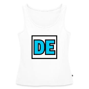 Lettres initiales DE Logo - Débardeur bio Premium Femme - blanc - Devant - AI Model Female 172 light (172cm)