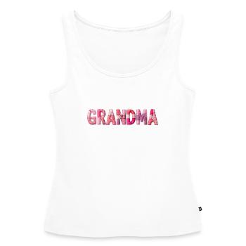 Grandmother Pink Plaid Letters Patchwork - Women’s Premium Organic Tank top - white - Front - AI Model Female 172 light (172cm)