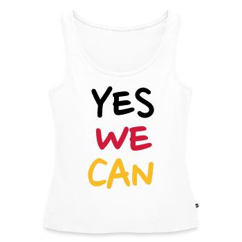 Yes we can - Débardeur bio Premium Femme - blanc - Devant - AI Model Female 172 light (172cm)