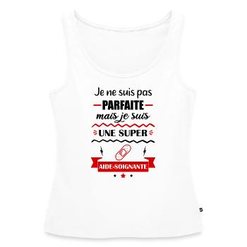 pas parfaite aide-soignante;cadeau aide soignante - Débardeur bio Premium Femme - blanc - Devant - AI Model Female 172 light (172cm)